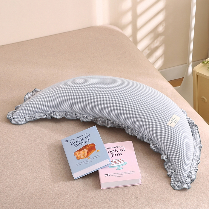 91家纺网 家纺一手货源 找家纺 蔻眠 多功能全棉月亮长抱枕夹腿抱枕芯月亮枕头 月亮-蓝小格