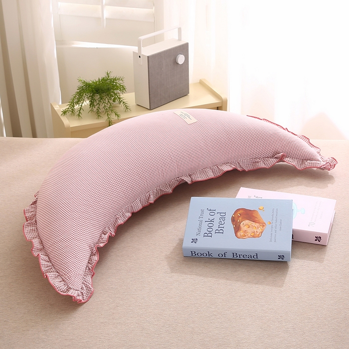 91家纺网 家纺一手货源 找家纺 蔻眠 多功能全棉月亮长抱枕夹腿抱枕芯月亮枕头 月亮-粉小格