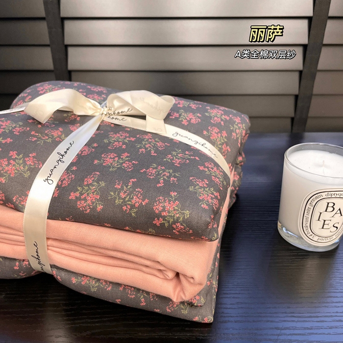 91家纺网 家纺一手货源 找家纺 （总）源启生活 2025新款A类抗菌有氧双层纱全棉印花四件套