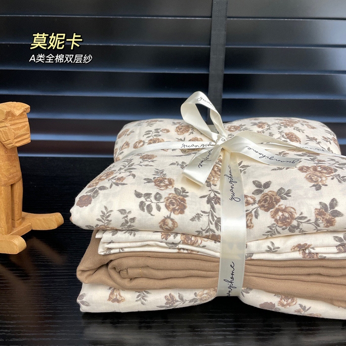 91家纺网 家纺一手货源 找家纺 （总）源启生活 2025新款A类抗菌有氧双层纱全棉印花四件套