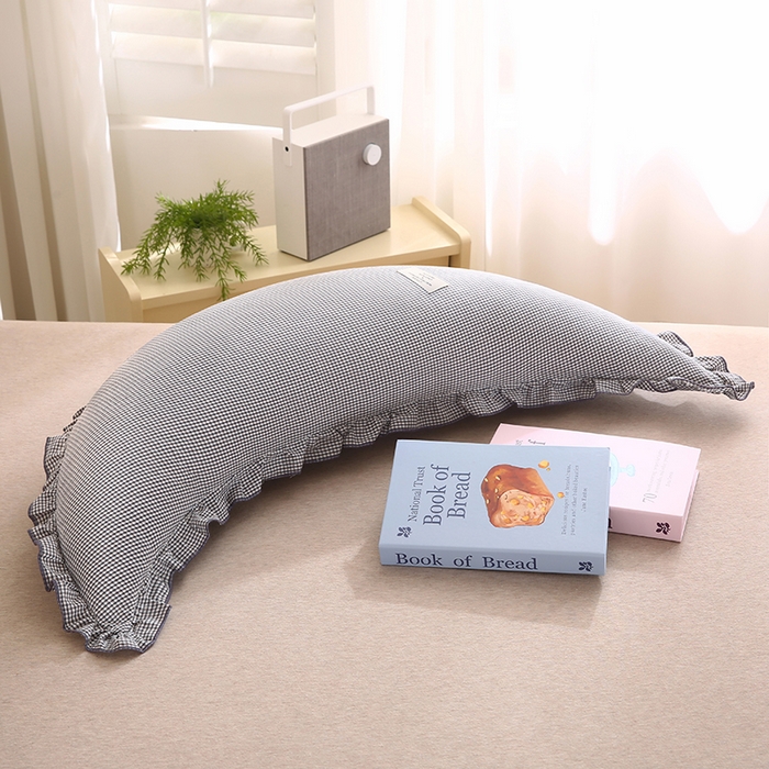 91家纺网 家纺一手货源 找家纺 蔻眠 多功能全棉月亮长抱枕夹腿抱枕芯月亮枕头 月亮-灰小格