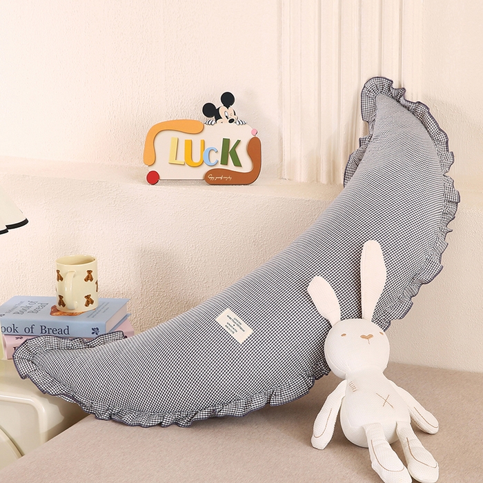 91家纺网 家纺一手货源 找家纺 蔻眠 多功能全棉月亮长抱枕夹腿抱枕芯月亮枕头 月亮-灰小格