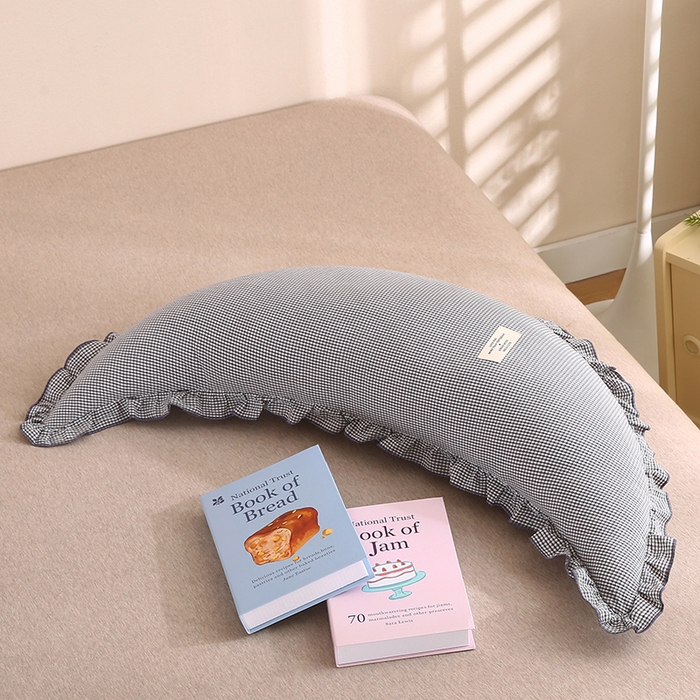 91家纺网 家纺一手货源 找家纺 蔻眠 多功能全棉月亮长抱枕夹腿抱枕芯月亮枕头 月亮-灰小格