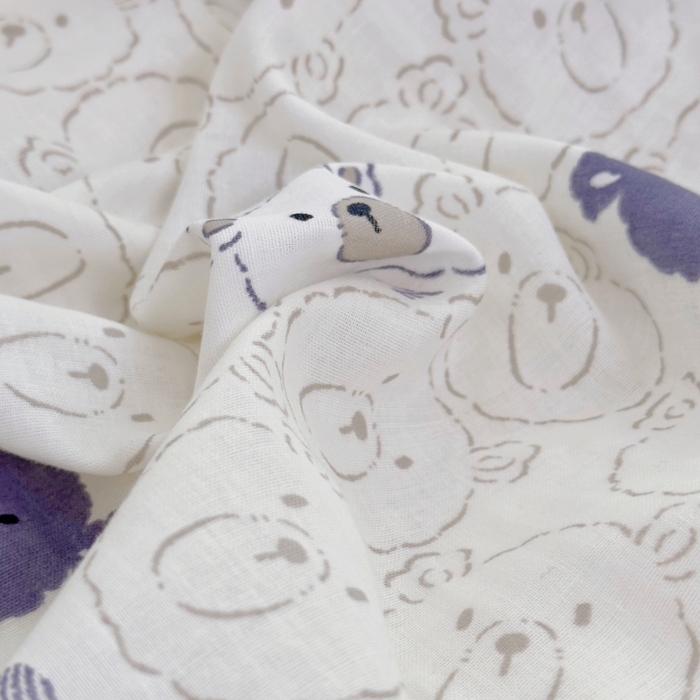 91家纺网 家纺一手货源 找家纺 源启生活 2025新款A类抗菌有氧双层纱全棉印花四件套 蓝色小熊