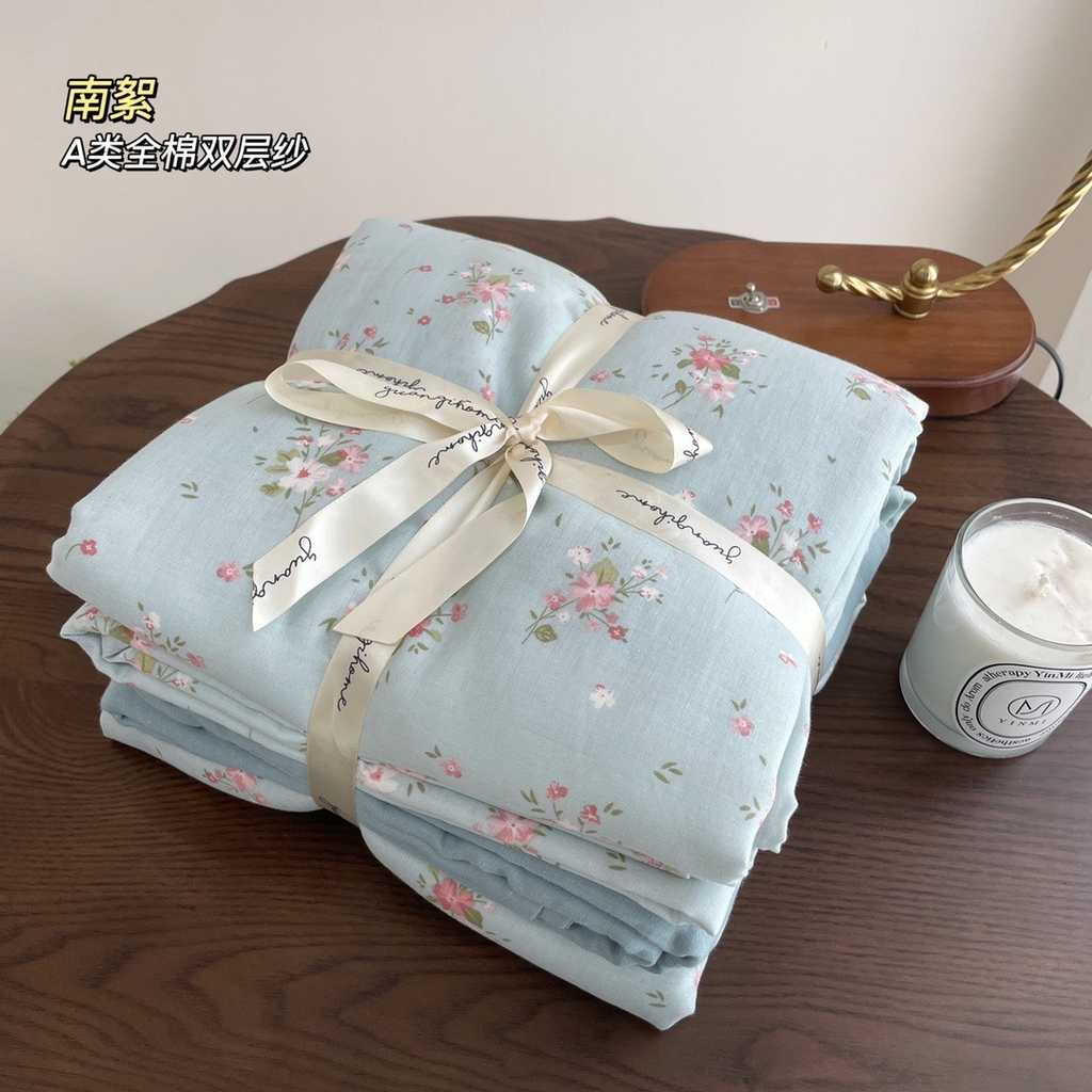 源启生活 2025新款A类抗菌有氧双层纱全棉印花四件套 南絮
