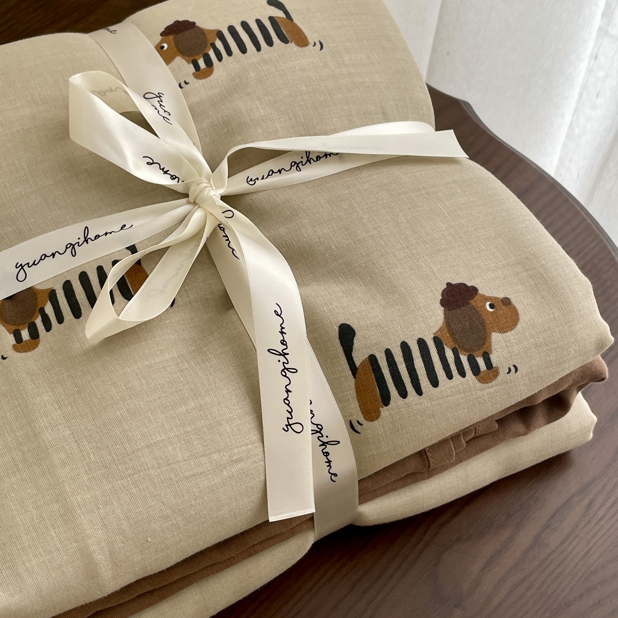 91家纺网 家纺一手货源 找家纺 源启生活 2025新款A类抗菌有氧双层纱全棉印花四件套 修修狗