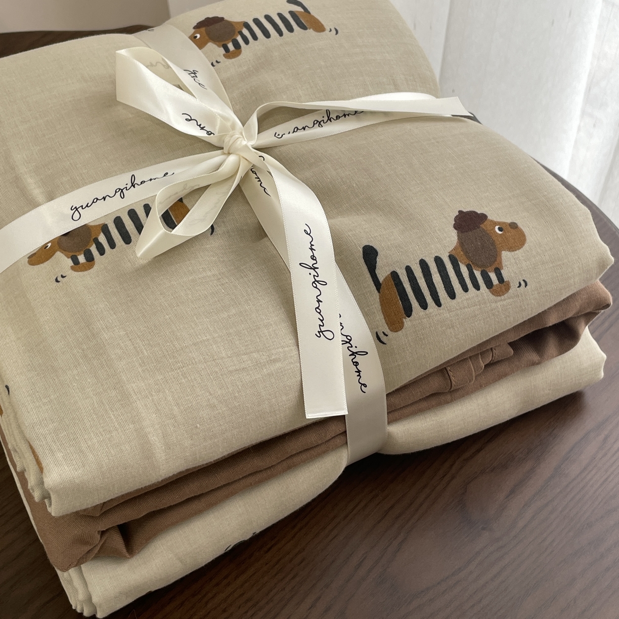 91家纺网 家纺一手货源 找家纺 源启生活 2025新款A类抗菌有氧双层纱全棉印花四件套 修修狗