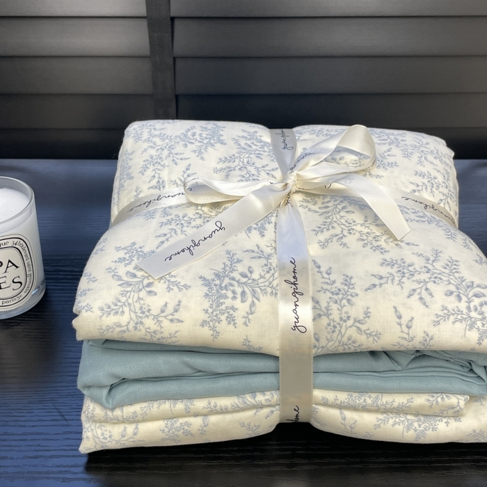 91家纺网 家纺一手货源 找家纺 源启生活 2025新款A类抗菌有氧双层纱全棉印花四件套 艾莎