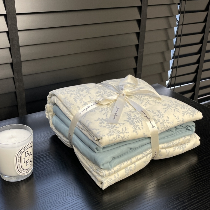 91家纺网 家纺一手货源 找家纺 源启生活 2025新款A类抗菌有氧双层纱全棉印花四件套 艾莎