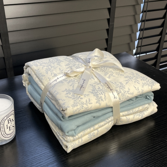 91家纺网 家纺一手货源 找家纺 源启生活 2025新款A类抗菌有氧双层纱全棉印花四件套 艾莎