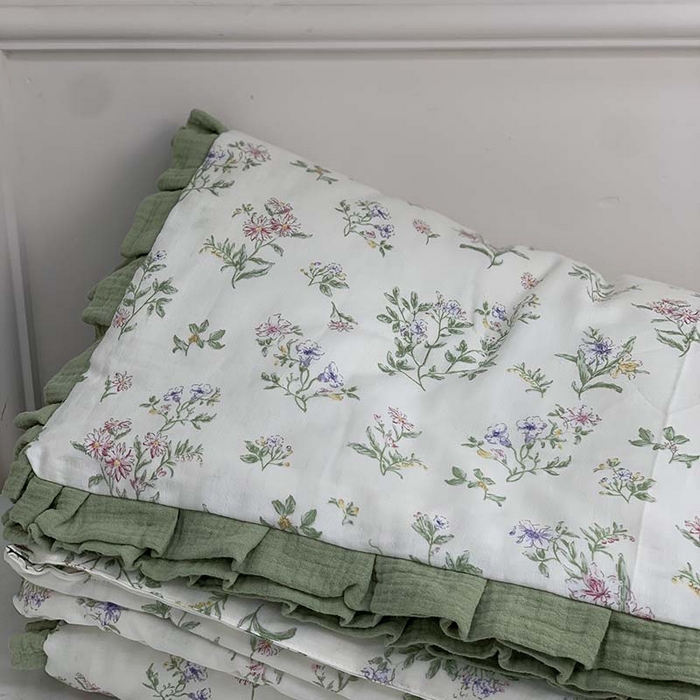 91家纺网 家纺一手货源 找家纺 源启生活 新原创A类双层纱布全棉印花四件套纯棉三件套 绿色熊猫