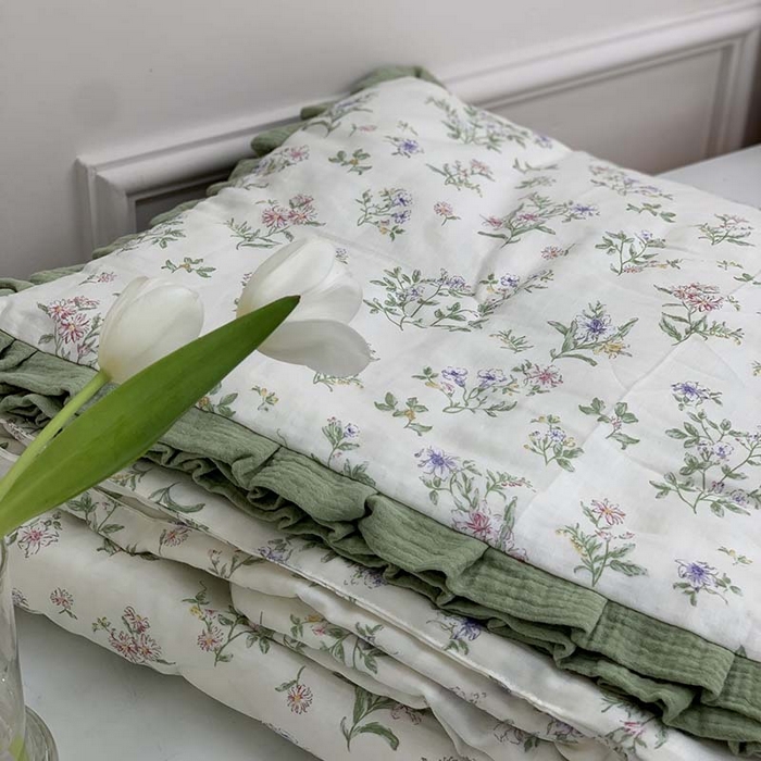 91家纺网 家纺一手货源 找家纺 （总）源启生活 2025新款A类绉纱花边款有氧双层纱夏被被子被芯