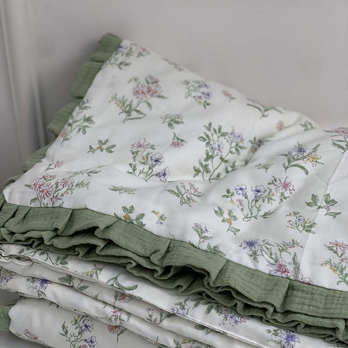 91家纺网 家纺一手货源 找家纺 （总）源启生活 2025新款A类绉纱花边款有氧双层纱夏被被子被芯