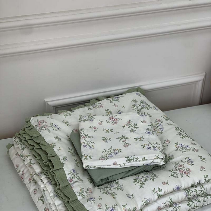 91家纺网 家纺一手货源 找家纺 （总）源启生活 2025新款A类绉纱花边款有氧双层纱夏被被子被芯