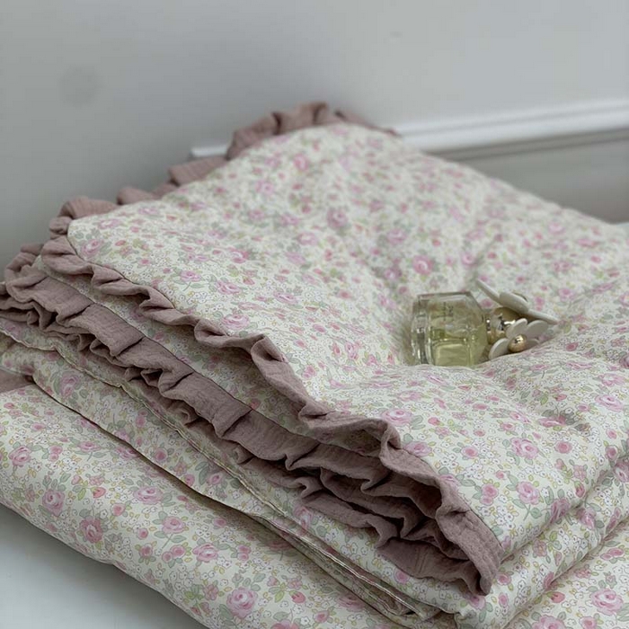 91家纺网 家纺一手货源 找家纺 （总）源启生活 2025新款A类绉纱花边款有氧双层纱夏被被子被芯