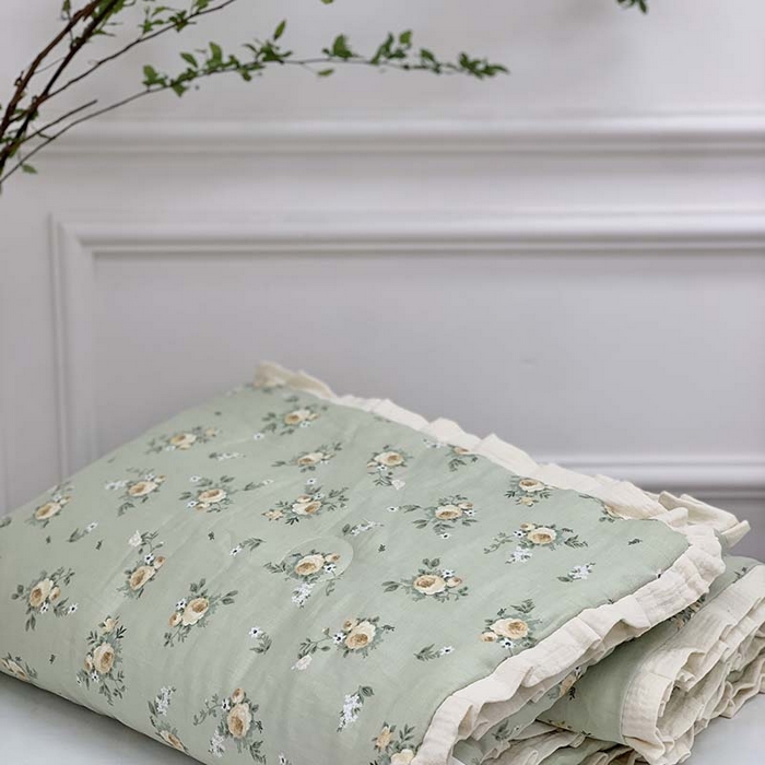 91家纺网 家纺一手货源 找家纺 （总）源启生活 2025新款A类绉纱花边款有氧双层纱夏被被子被芯