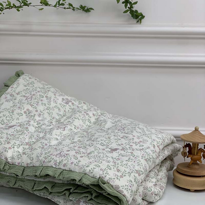 91家纺网 家纺一手货源 找家纺 （总）源启生活 2025新款A类绉纱花边款有氧双层纱夏被被子被芯