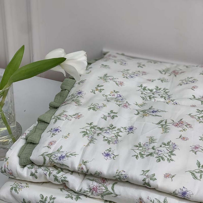 91家纺网 家纺一手货源 找家纺 源启生活 2025新款A类绉纱花边款有氧双层纱夏被被子被芯 半夏