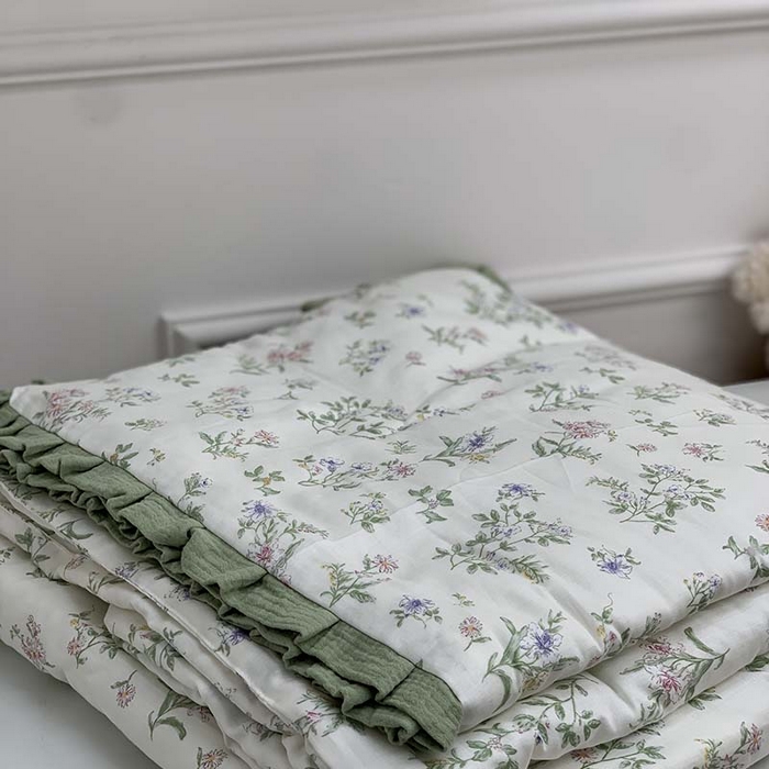 91家纺网 家纺一手货源 找家纺 源启生活 2025新款A类绉纱花边款有氧双层纱夏被被子被芯 半夏