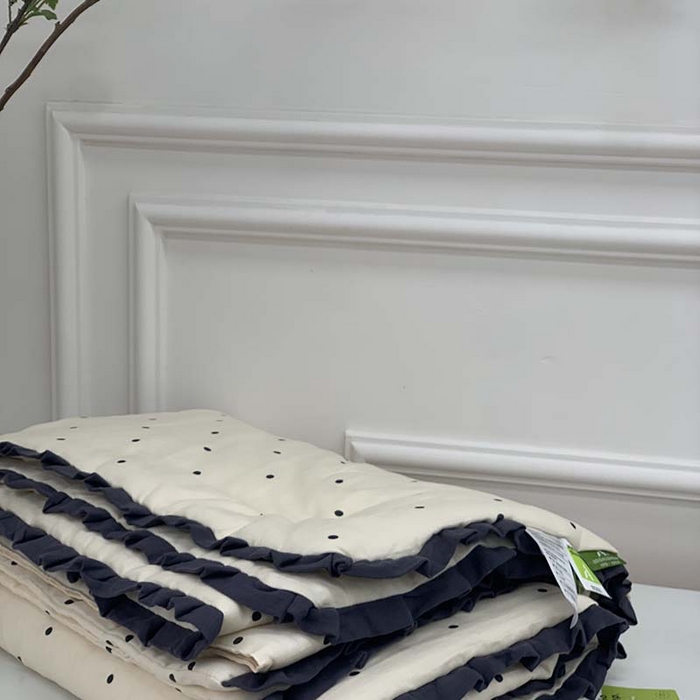 91家纺网 家纺一手货源 找家纺 源启生活 2025新款A类绉纱花边款有氧双层纱夏被被子被芯 赫本