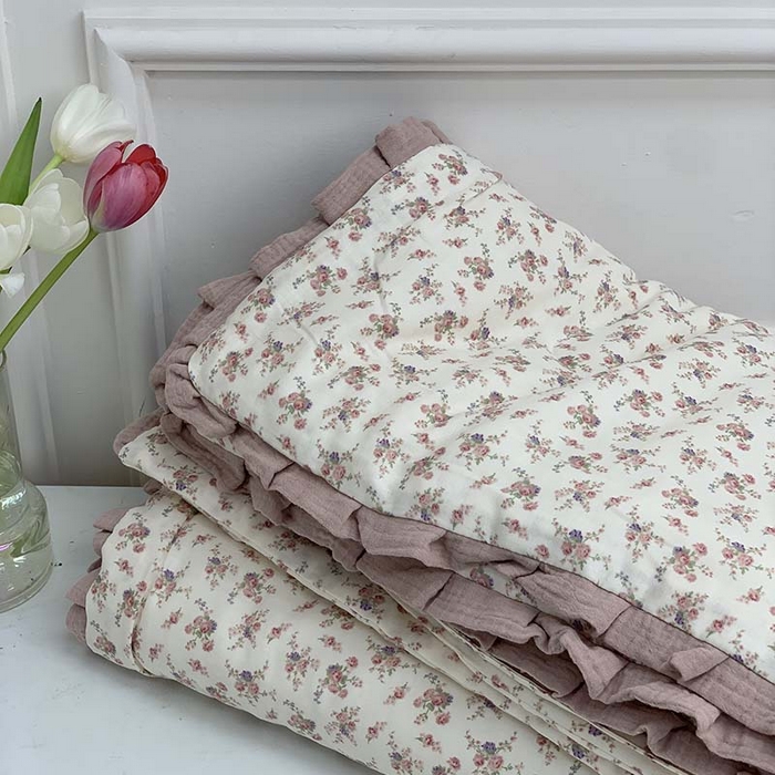 源启生活 2025新款A类绉纱花边款有氧双层纱夏被被子被芯 露丝