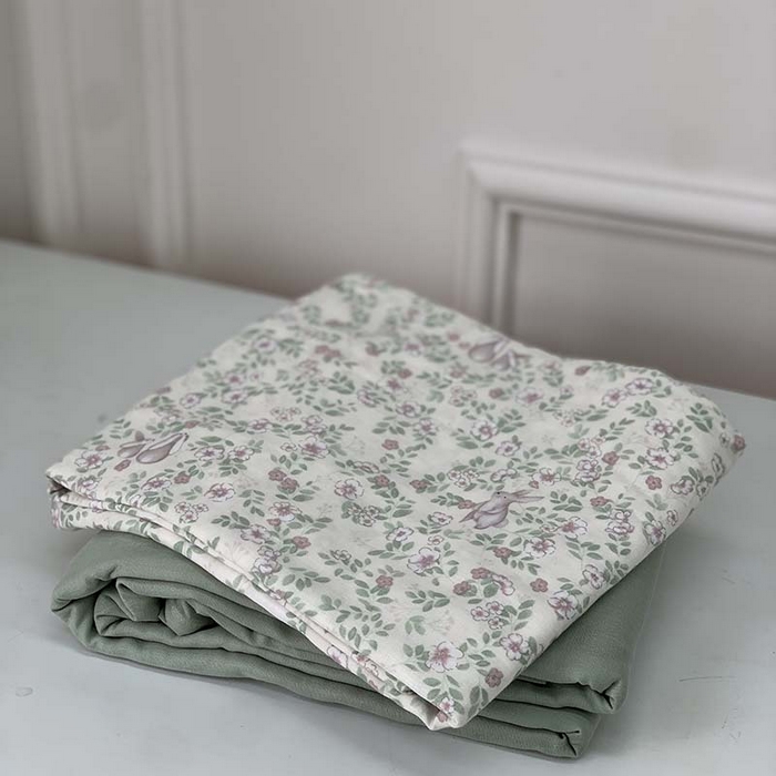 91家纺网 家纺一手货源 找家纺 源启生活 2025新款A类绉纱花边款有氧双层纱夏被被子被芯 奶兔兔