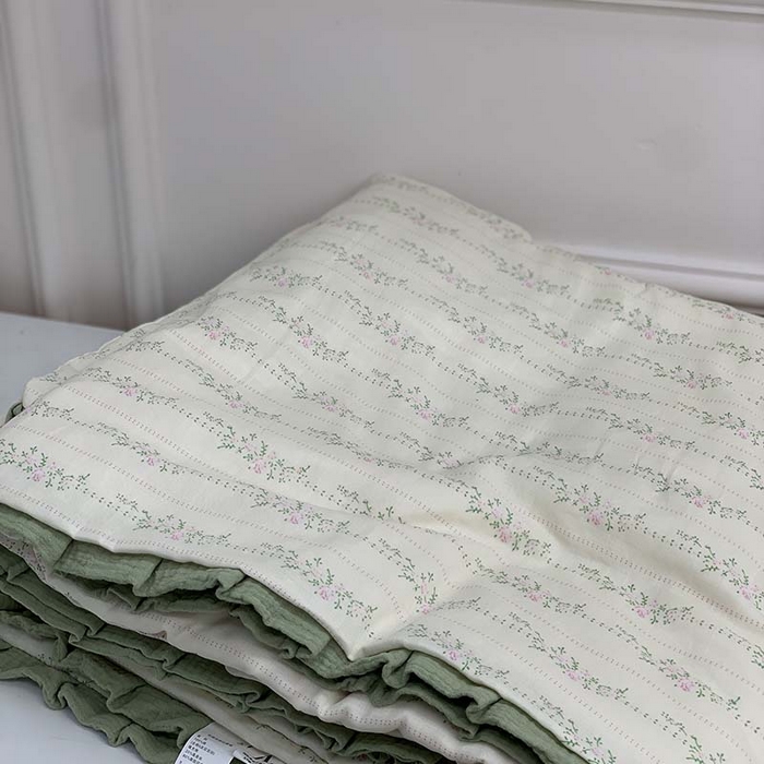 源启生活 2025新款A类绉纱花边款有氧双层纱夏被被子被芯 情书