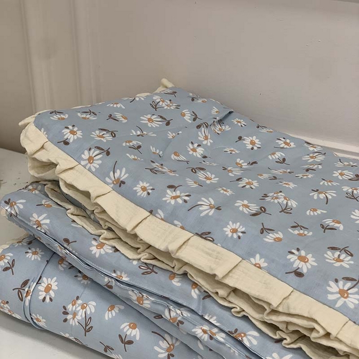 91家纺网 家纺一手货源 找家纺 源启生活 2025新款A类绉纱花边款有氧双层纱夏被被子被芯 小雏菊