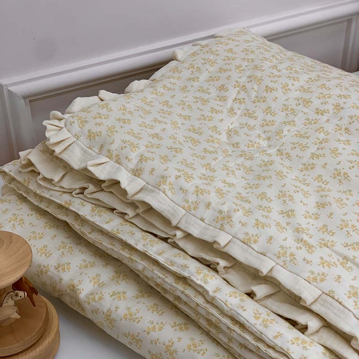 91家纺网 家纺一手货源 找家纺 源启生活 2025新款A类绉纱花边款有氧双层纱夏被被子被芯 小美满