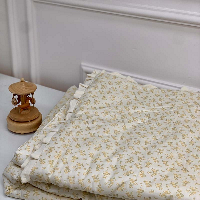 91家纺网 家纺一手货源 找家纺 源启生活 2025新款A类绉纱花边款有氧双层纱夏被被子被芯 小美满