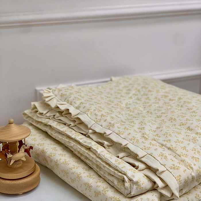 91家纺网 家纺一手货源 找家纺 源启生活 2025新款A类绉纱花边款有氧双层纱夏被被子被芯 小美满