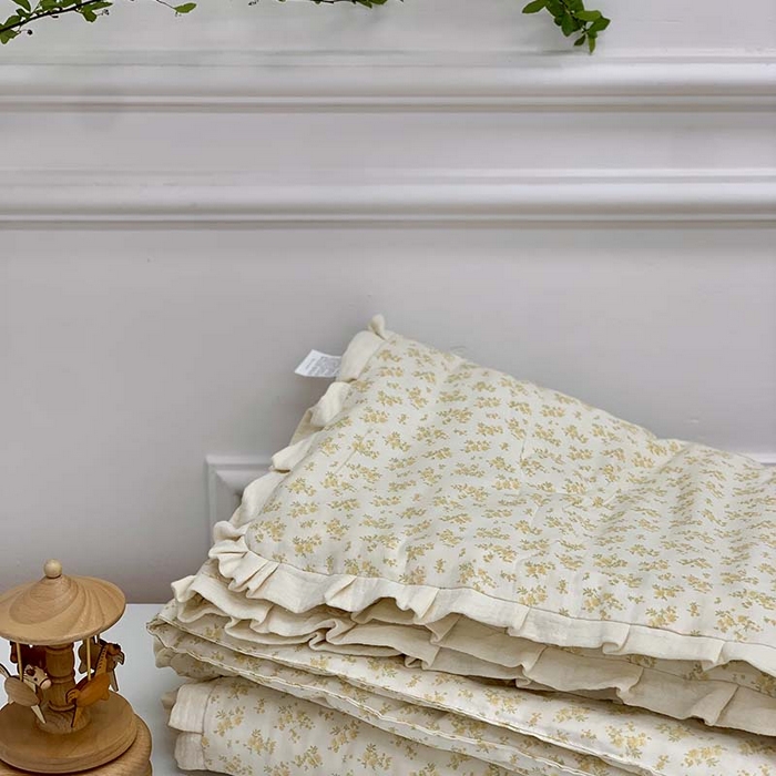 91家纺网 家纺一手货源 找家纺 源启生活 2025新款A类绉纱花边款有氧双层纱夏被被子被芯 小美满