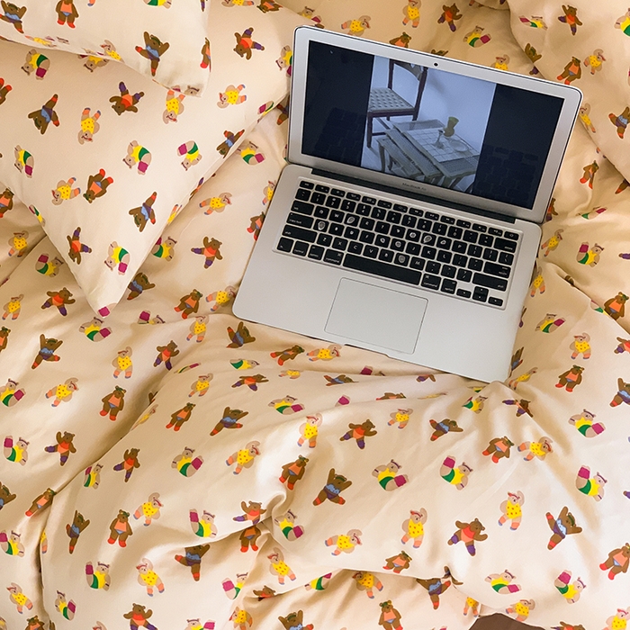 91家纺网 家纺一手货源 找家纺 （总）源启生活 2024新款全棉双层纱四件套-熊啾啾