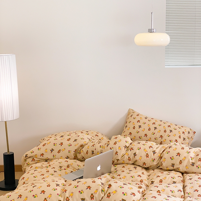 91家纺网 家纺一手货源 找家纺 （总）源启生活 2024新款全棉双层纱四件套-熊啾啾