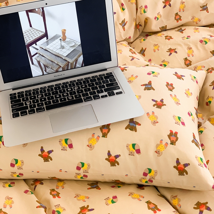 91家纺网 家纺一手货源 找家纺 （总）源启生活 2024新款全棉双层纱四件套-熊啾啾