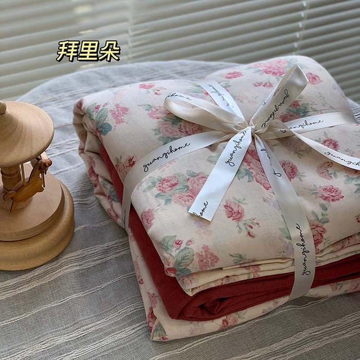 91家纺网 家纺一手货源 找家纺 （总）源启生活 2025新款A类全棉双层纱四件套