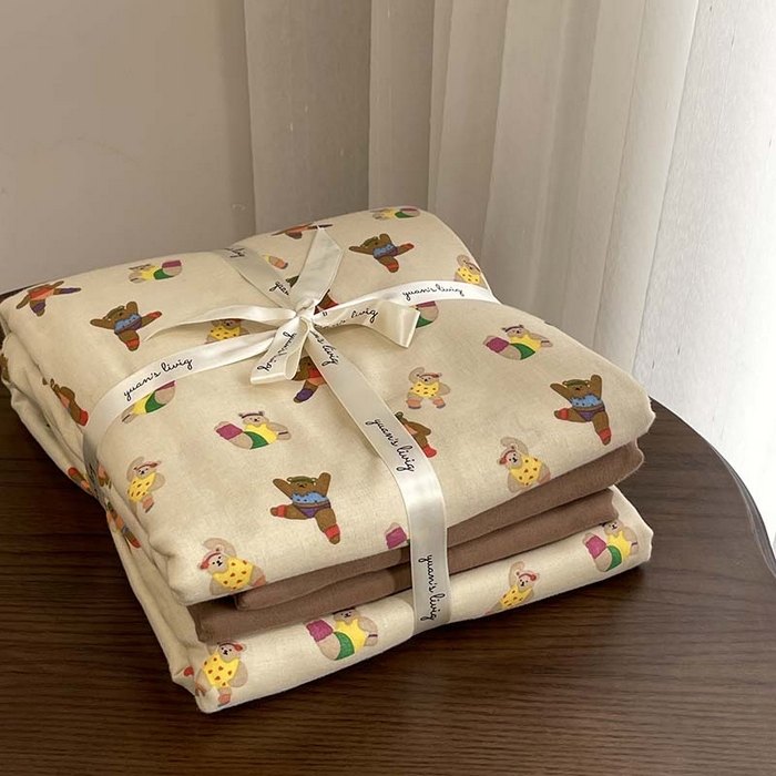 91家纺网 家纺一手货源 找家纺 （总）源启生活 2025新款A类全棉双层纱四件套