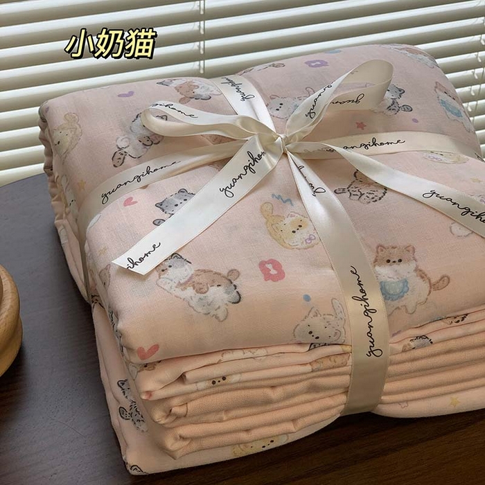 91家纺网 家纺一手货源 找家纺 （总）源启生活 2025新款A类全棉双层纱四件套