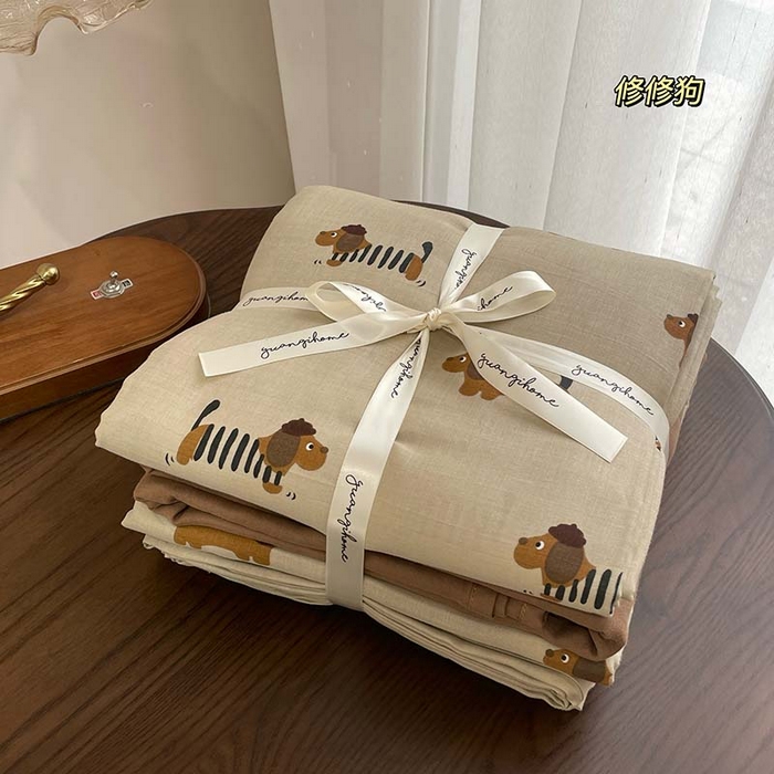 91家纺网 家纺一手货源 找家纺 （总）源启生活 2025新款A类全棉双层纱四件套