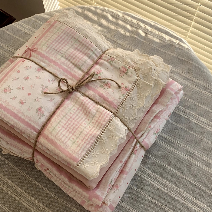 91家纺网 家纺一手货源 找家纺 源启生活 2025新款镂空蕾丝边四件套 甜心