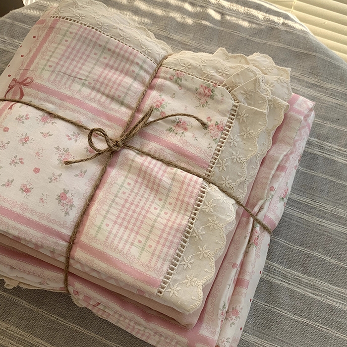 91家纺网 家纺一手货源 找家纺 源启生活 2025新款镂空蕾丝边四件套 甜心