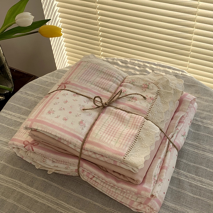 91家纺网 家纺一手货源 找家纺 源启生活 2025新款镂空蕾丝边四件套 甜心