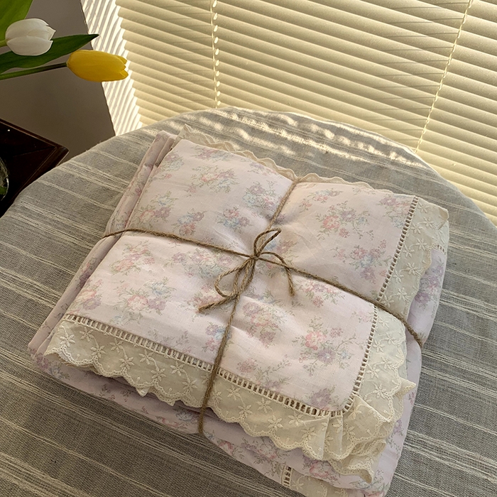 91家纺网 家纺一手货源 找家纺 源启生活 2025新款镂空蕾丝边四件套 梨禾小姐