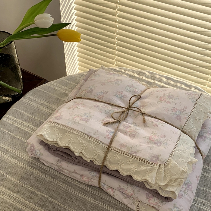 91家纺网 家纺一手货源 找家纺 源启生活 2025新款镂空蕾丝边四件套 梨禾小姐