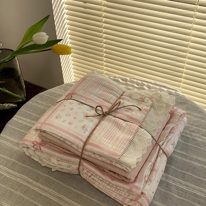 91家纺网 家纺一手货源 找家纺 源启生活 2025新款镂空蕾丝边四件套 甜心