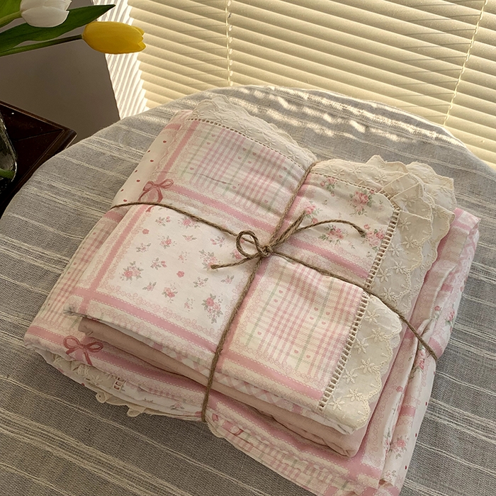 91家纺网 家纺一手货源 找家纺 源启生活 2025新款镂空蕾丝边四件套 甜心