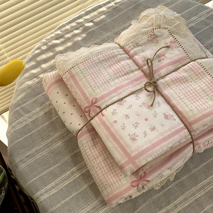 91家纺网 家纺一手货源 找家纺 源启生活 2025新款镂空蕾丝边四件套 甜心