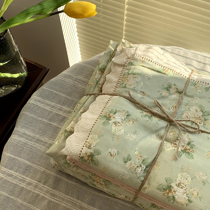 91家纺网 家纺一手货源 找家纺 源启生活 2025新款镂空蕾丝边四件套 晨茵