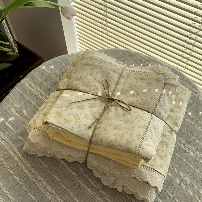 91家纺网 家纺一手货源 找家纺 源启生活 2025新款镂空蕾丝边四件套 小美满