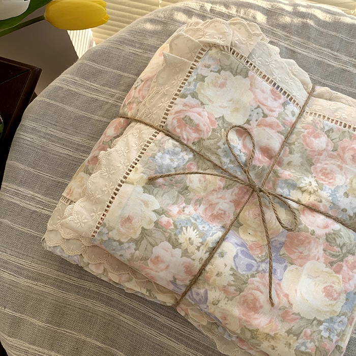 91家纺网 家纺一手货源 找家纺 源启生活 2025新款镂空蕾丝边四件套 半岛红茶